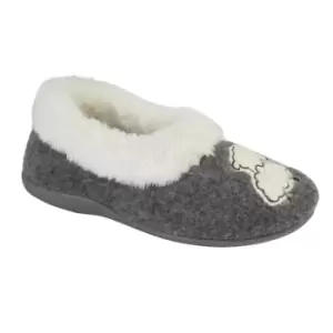 image of Sleepers Womens/Ladies Sheep Faux Fur Slippers (6 UK) (Grey)