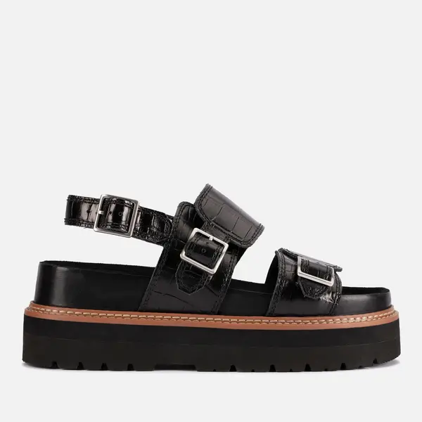Image of Clarks Womens Orianna Glide Cros-Effect Leather Sandals - UK 4