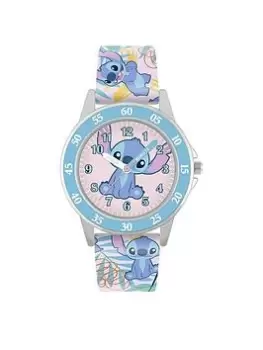 image of Disney Lilo and Stitch Blue Printed Time Teacher Strap Watch, Multi