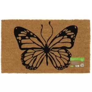 image of Eco-Friendly Animal Latex Backed Coir Entrance Door Mat, Butterfly Design