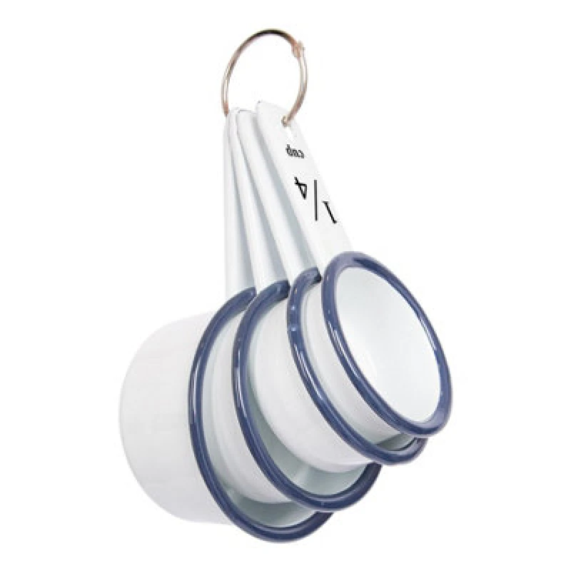 Image of Argon Tableware 4Pc White Enamel Measuring Cups Set - Blue