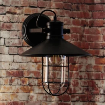 Image of Greenhall Lighting Gracefield Wire Guarded Traditional Vintage Iron Wall Light