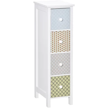 Image of 4-Drawer Chest Dresser Storage Organiser Toilet Tissue Cabinet Bathroom - Homcom