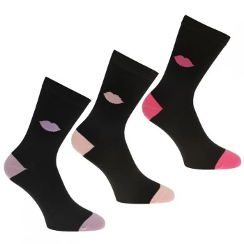 image of Lulu Guinness Lulu Lip Ankle Socks - BLK