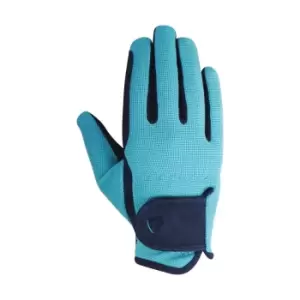 image of Hy Childrens/Kids Belton Riding Gloves (L) (Navy/Teal)