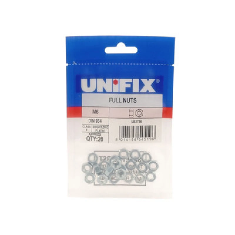 Image of Unifix Class 8 Full Nuts Din 934 Bzp - M6 X 1.00 - Ubnffmsz806