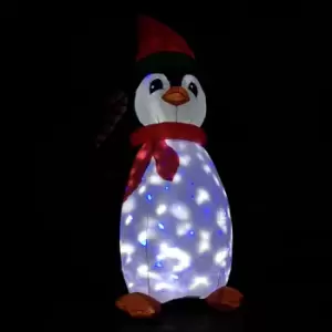 image of 2.1m Indoor Outdoor Inflatable Penguin with Disco Lights Christmas Garden Decoration