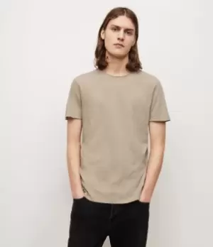 Image of AllSaints Mens Figure Crew T-Shirt, Brown, Size: XL