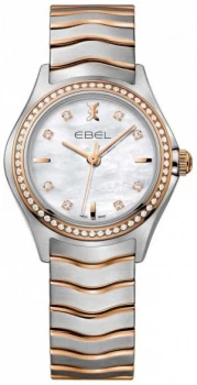 image of EBEL Womens Diamond Wave Mother Of Pearl Dial Two Tone Watch