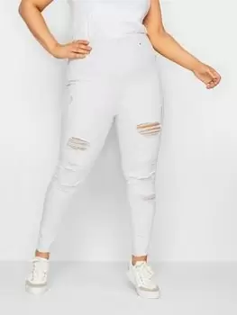 Image of Yours Jenny Destroyed Jegging White, Size 28, Women