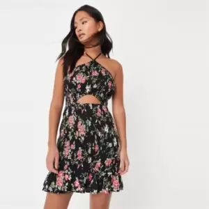 Missguided Petite Shirred Hltr Nck Mini Floral - Multi