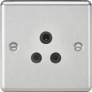Image of KnightsBridge 5A Unswitched Socket - Rounded Edge Brushed Chrome Finish with Black Insert