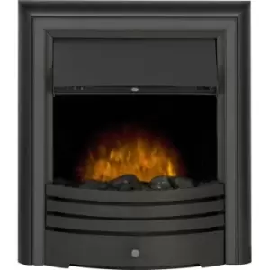 image of Adam Fires - Adam Cambridge Black Inset Electric Fire Heater Heating Real Flame Effect Steel