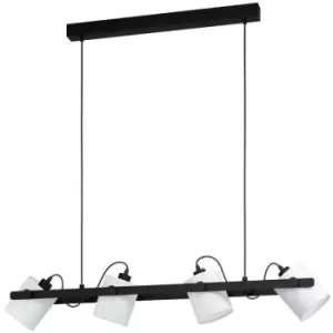 Image of Hornwood 4 Lamp Straight Bar Pendant Ceiling Light Black - Eglo
