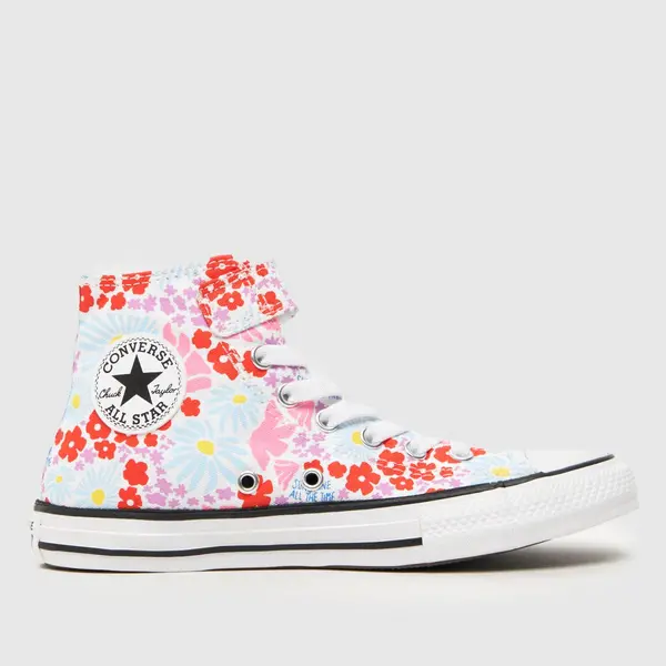 Image of Converse white multi all star hi 1v Girls Junior trainers White Multi UK 1 (EU 33)