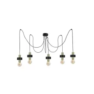 image of Unica Cluster Pendant Ceiling Light Black, Gold, 5x E27