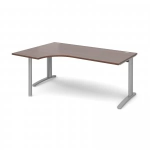 image of TR10 Left Hand Ergonomic Desk 1800mm - Silver Frame Walnut Top