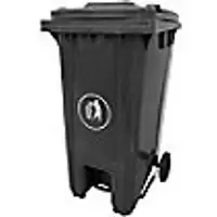 Image of GPC Grey Pedal Wheeled Bin with Dark Grey Lid, 120L