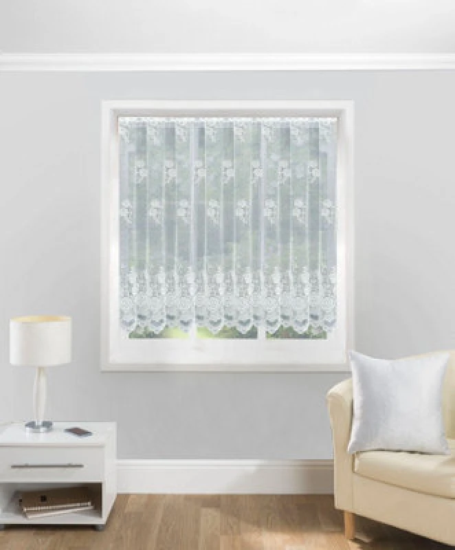 Image of Tyrone Textiles 200 X 122cm Traditional Floral Heavy Lace Sheer Net Curtain Panel, White CHIPAA48