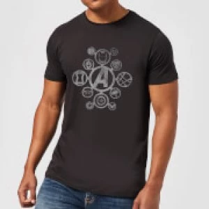 image of Avengers Distressed Metal Icon Mens T-Shirt - Black