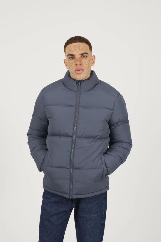 Image of Brave Soul Brave Soul Men Funnel Neck Padded Jacket in Blue Size: X-Large Blue XL Male 5063487271290
