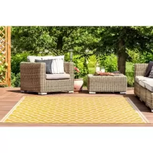 Image of Lord Of Rugs - Terrace Diamond Modern Geometric Flatweave Outdoor Rug in Gold 120 x 170cm (4'x5'6')