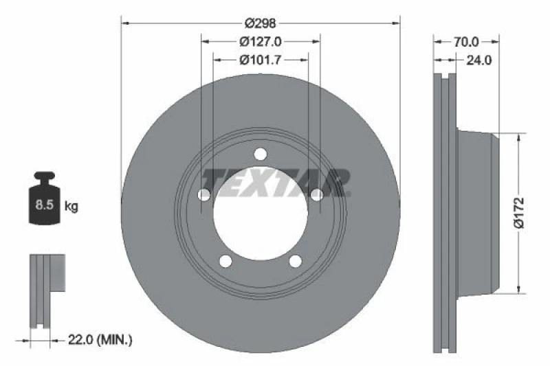 Image of Brake disc TEXTAR 92061300