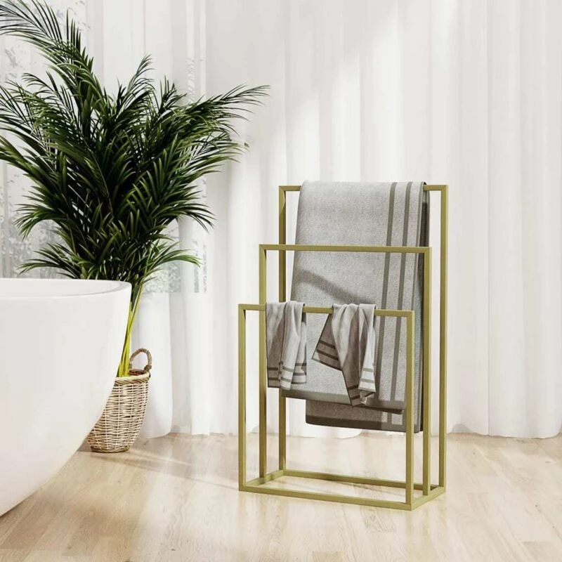 Image of VIDAXL Freestanding Towel Rack Gold 48x24x79cm Iron Vidaxl 8720286933527