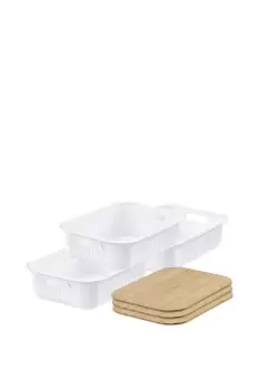 Image of 'Recycled Basket 10' with bamboo lids x3