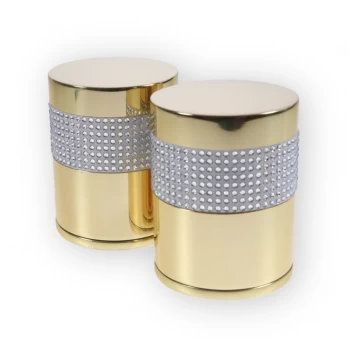 image of LocksOnline Crystal Detail Silver Banded Cylindrical Mortice Door Knob Set with Swarovski Elements