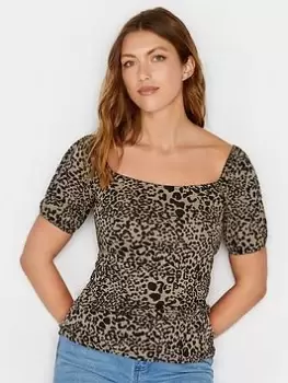 Image of Long Tall Sally Lt Camel Animal Square Neck Top, Natural, Size 16, Women
