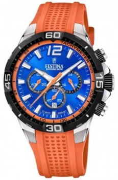 Image of Festina Chrono Bike 2020 Blue Dial Orange Strap F20523/6 Watch