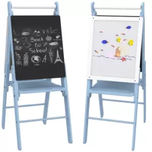 image of AIYAPLAY Art Easel for Kids with Paper Roll, Height Adjustable Double-Sided Whiteboard Chalkboard, 3 in 1 Easel, for Ages 3-6 Years