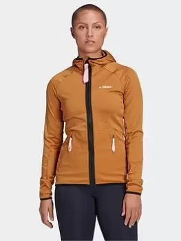 Image of adidas Terrex Tech Fleece Light Hooded Hiking Jacket, Light Green, Size S, Women
