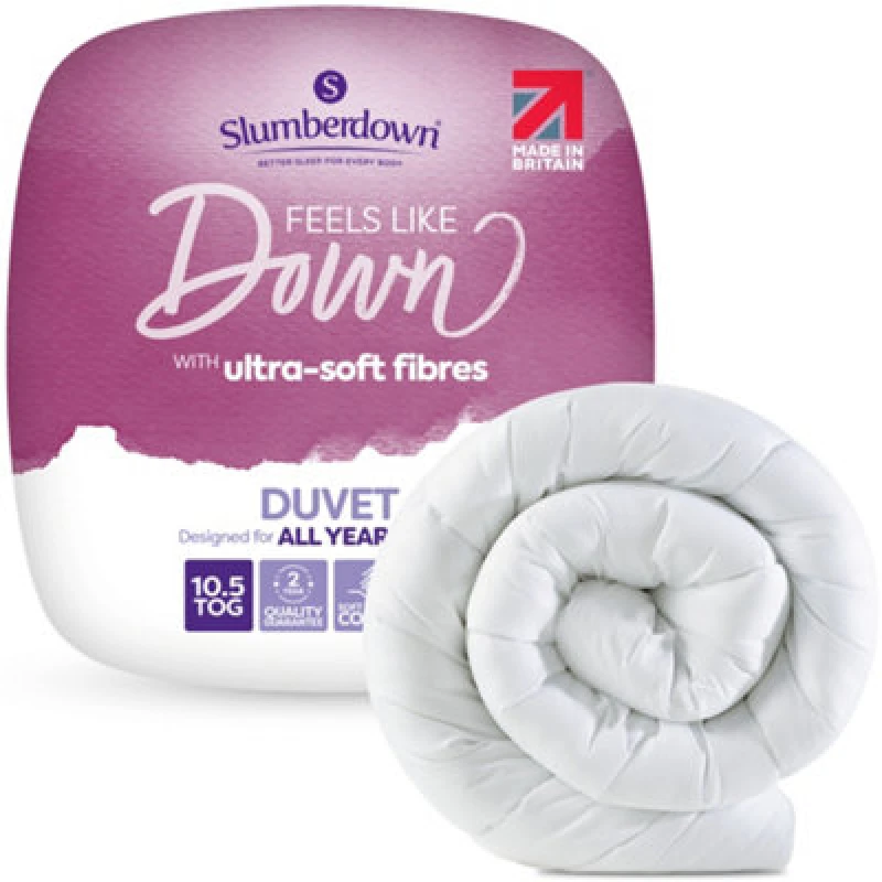 Image of Slumberdown Slumberdown Feels Like Down 10.5 Tog All Year Round Duvet in White Size: Super King White Super King Unisex 5012924071443