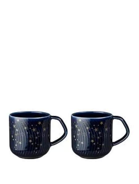 image of Porcelain Arc Blue Stars Set Of 2 Large Mugs