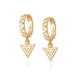 Image of Daisy London 18ct Gold Plate Artisan Stamped Drop Huggie Earrings 18ct Gold Plate