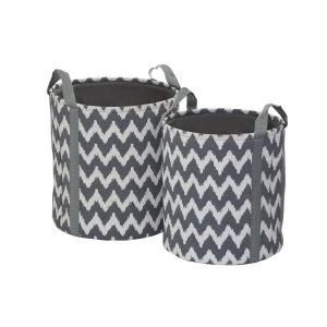 Premier Housewares Set of 2 Chevron Storage Baskets - Grey