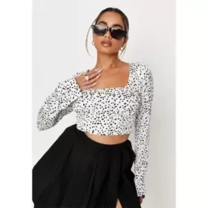 image of Missguided Petite Milkmaid Top - White