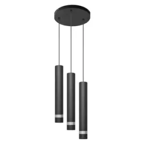 Image of Tuba Cluster Pendant Ceiling Light Black, Chrome 30cm