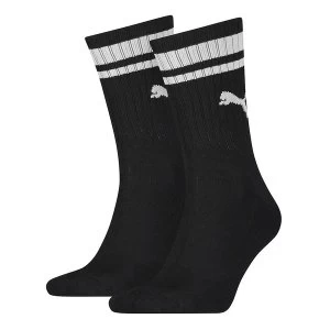 Image of Puma Crew Heritage Stripe Sock Black/White UK Size 2.5-5 (2 Pair)