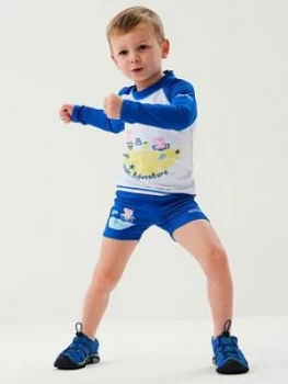 image of Boys, Regatta Peppa Pig Rash Suit - Blue, Size 6-12 Months