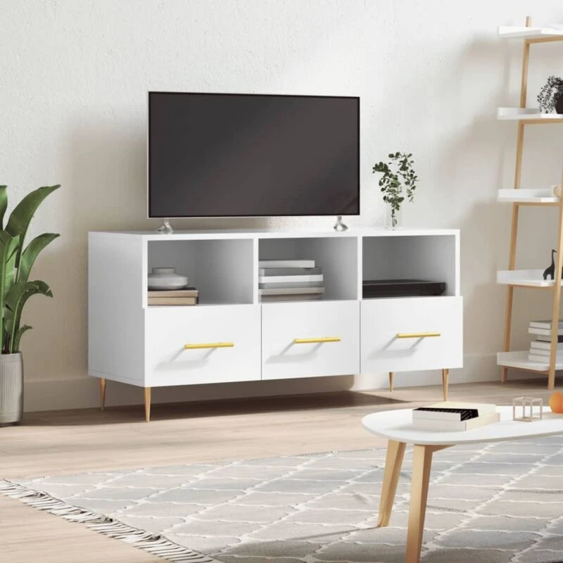 Image of Vidaxl TV Cabinet High Gloss White 102X36X50 Cm Engineered Wood, White 829022