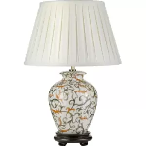 image of Elstead - LightBox Soling Cream Oriental Ceramic Vase Table Lamp, Ivory Cotton Shade