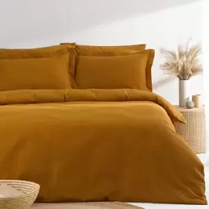 Image of Jansons Waffle Duvet Set (Double) (Antique Mustard)