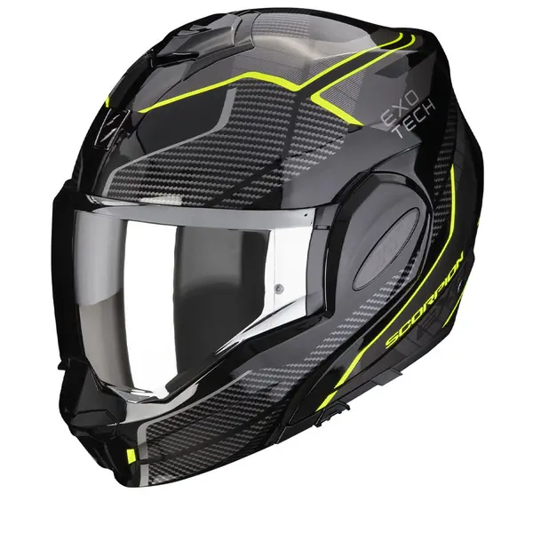 Scorpion Exo-Tech Evo Animo Black-Neon Yellow Modular Helmet Size XL