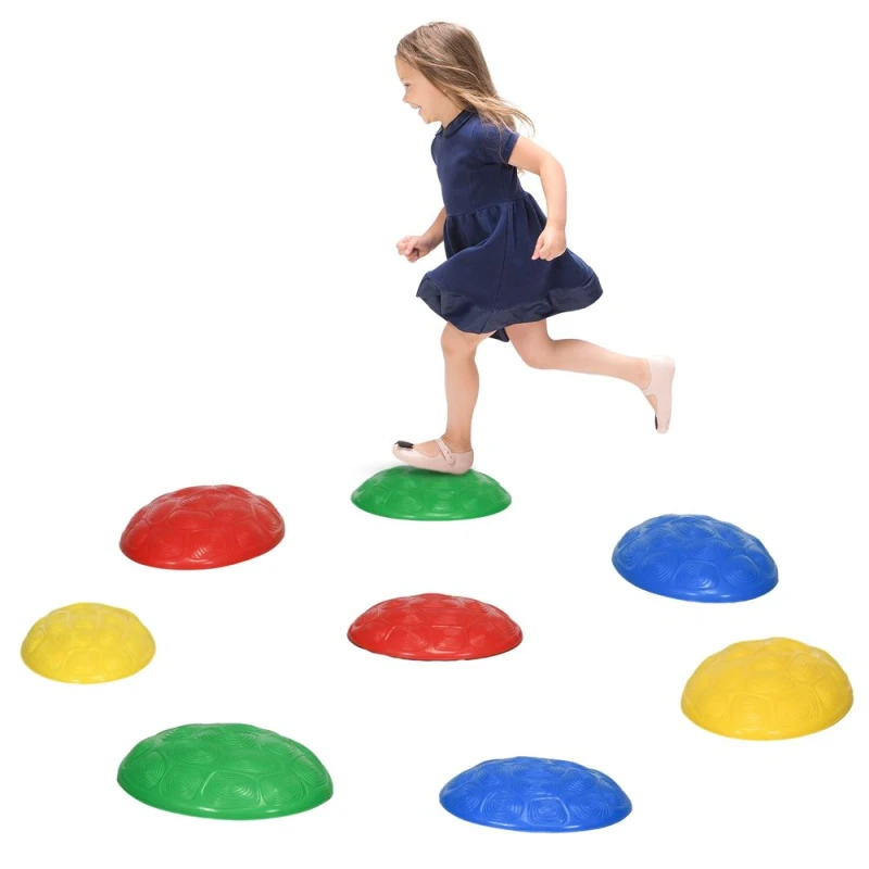 Image of ZONEKIZ 8PCs Balance River Stones with Non-Slip Mats for Ages 3-8 Years Multi