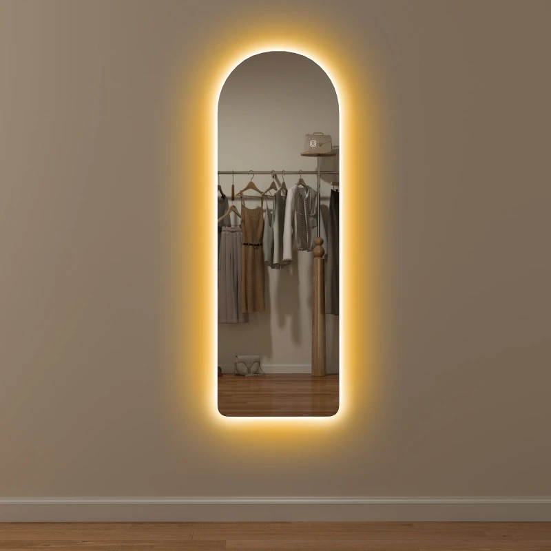 Image of HOMCOM HOMCOM Full Length Wall Mirror with Lights Dimming and 3 Colour Adjustable in Clear Clear One Size Unisex 5061025086320