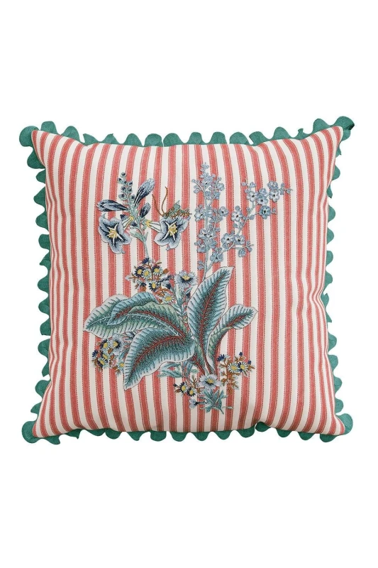 Image of Sanderson 'Rubus' Cotton Cushion Red