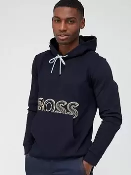 Image of BOSS Soody 1 Logo Overhead Hoodie - Dark Blue, Dark Blue Size M Men